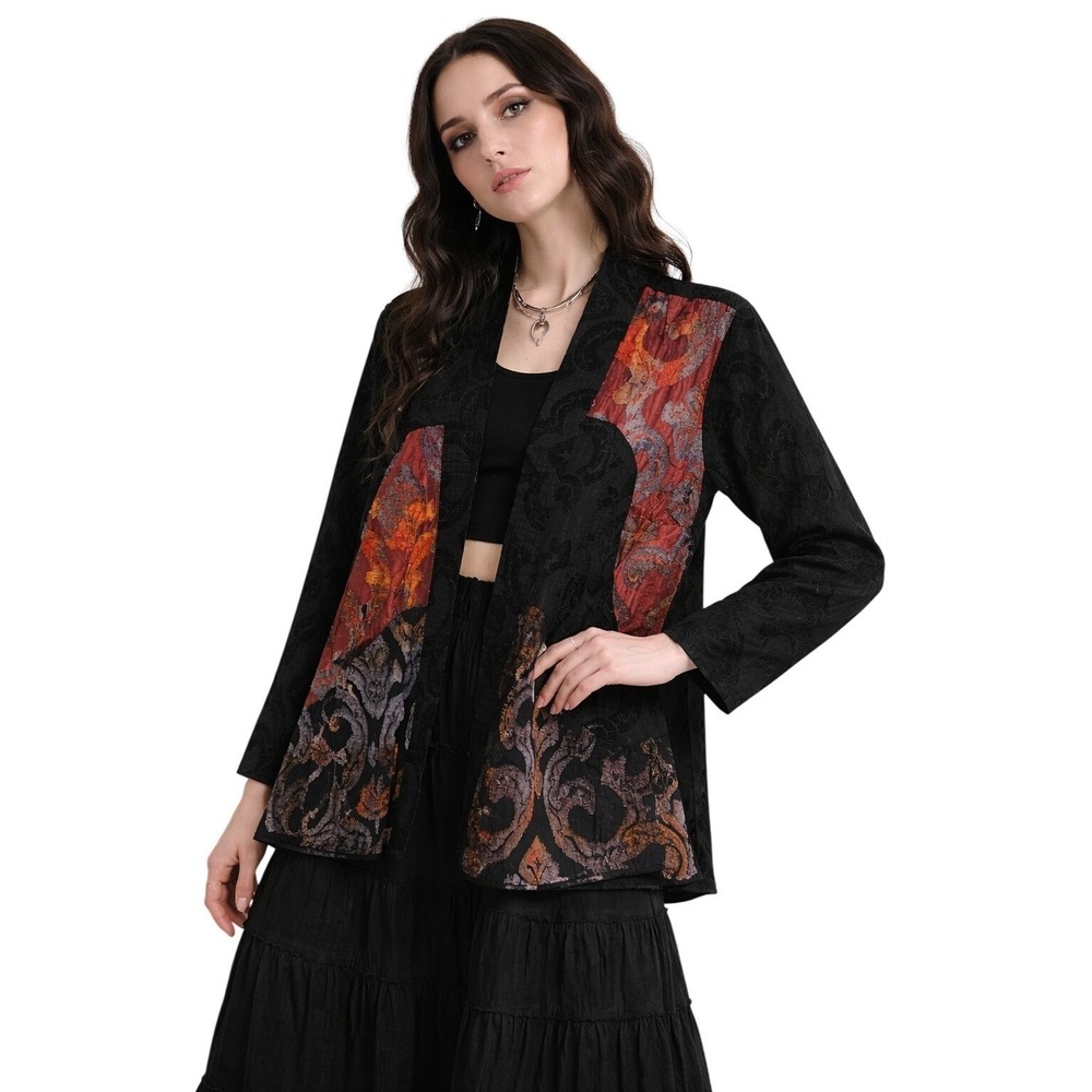 HARVBELLA‎ Handmade Burnout Velvet Patchwork Kimono Jacket Whimsigoth M